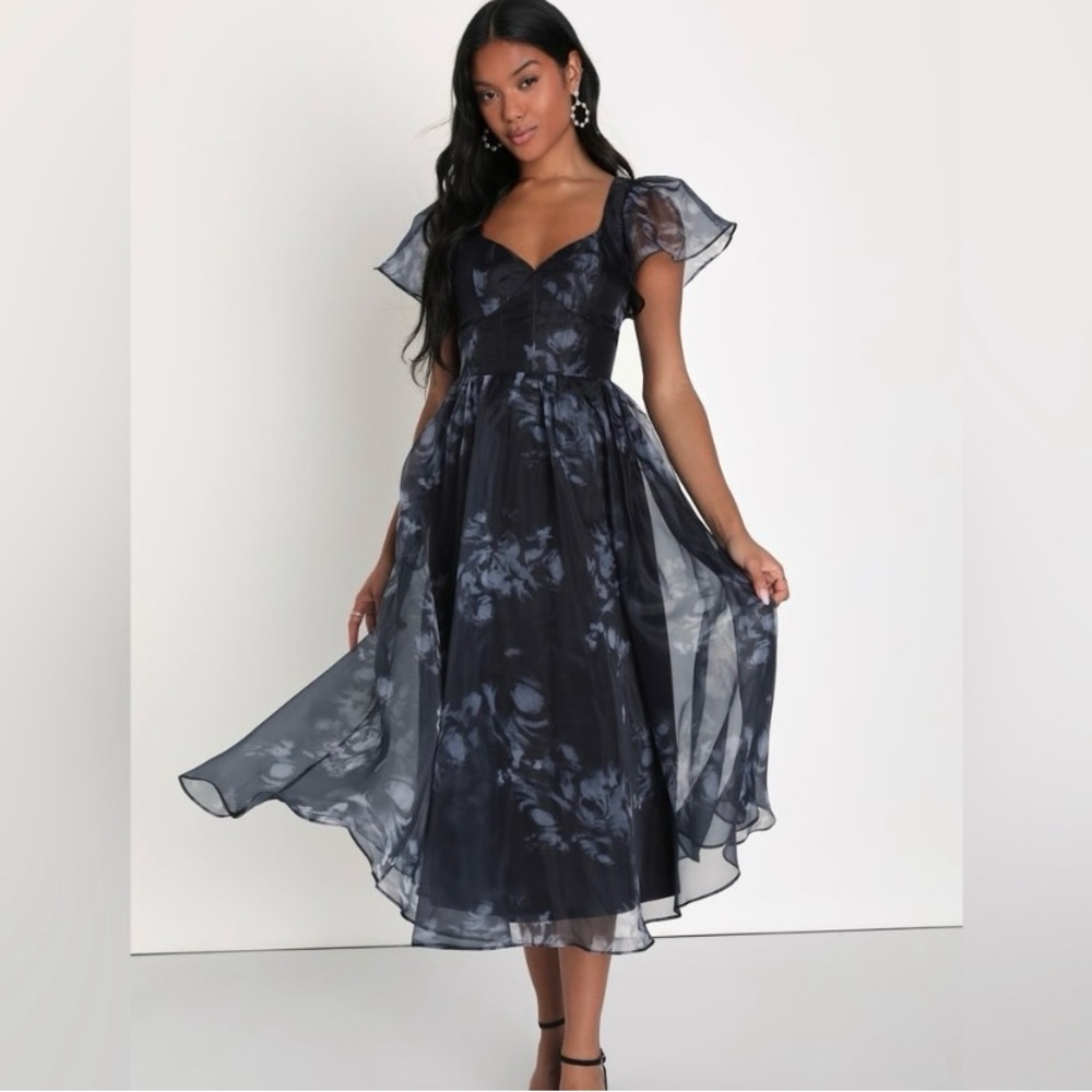 NWT Lulus Floral Organza Mesh Dress
